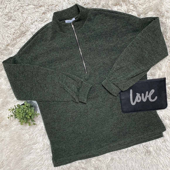 White Birch 1/4 Zip Pullover 💗 Forest Green & Black - Picture 1 of 16